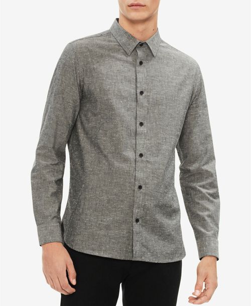 Calvin Klein Men's Confetti-Flecked Shirt steel cloud Size XL MSRP $69