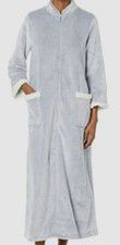 $68 Natori Women's Blue White Sleepwear Microfiber Robe Sherpa Lounger Size XS