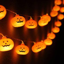 Halloween Decorations Pumpkin String Lights - 20 LED 10 FT 3D Cute Waterproof Or