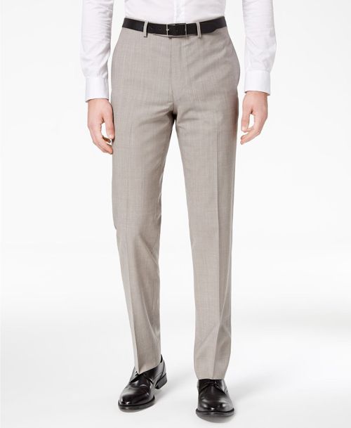 $200 Kenneth Cole 40w X 37l Men'S Gray Slim Fit Flat Front Suit Dress Pants
