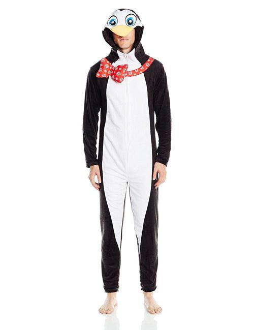 $150 Penguin Men'S One Piece Union Suit Pajama Set Fleece Lounge Sleepwear L
