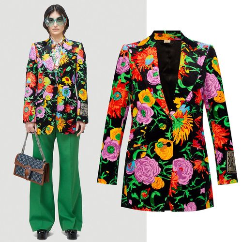 GUCCI JACKET KEN SCOTT FLORAL VELVET BLAZER $4,200 sz 40 IT 4 US