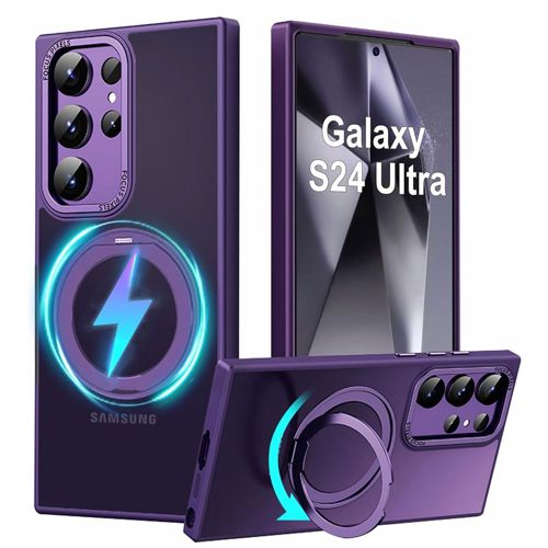 For Samsung S25 Ultra S24 Plating Magnetic Ring Stand Hard Mag Safe Case Cover