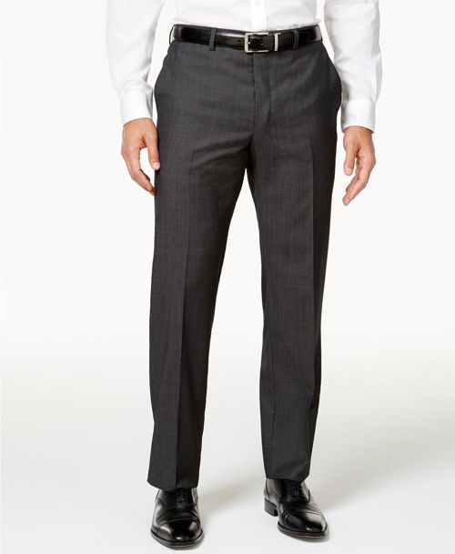 $200 Michael Kors 35w Mens Gray Stripe Wool Flat-Front Suit Dress Pants Trousers