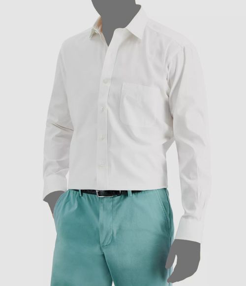 $61 Club Room Mens Regular-Fit White Long-Sleeve Pinpoint Dress Shirt 18 36/37