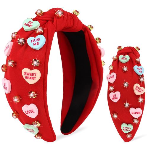 Rhinestone Heart Headband for Women - Valentine's Day Fashion Hair Accessory