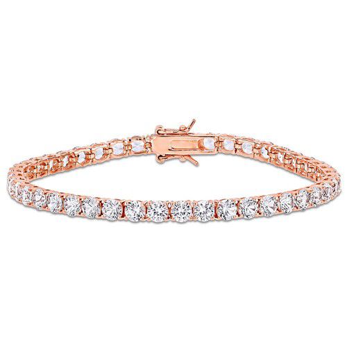 AMOUR 14 1/4 CT TGW Created White Sapphire Tennis Bracelet In Rose Plated