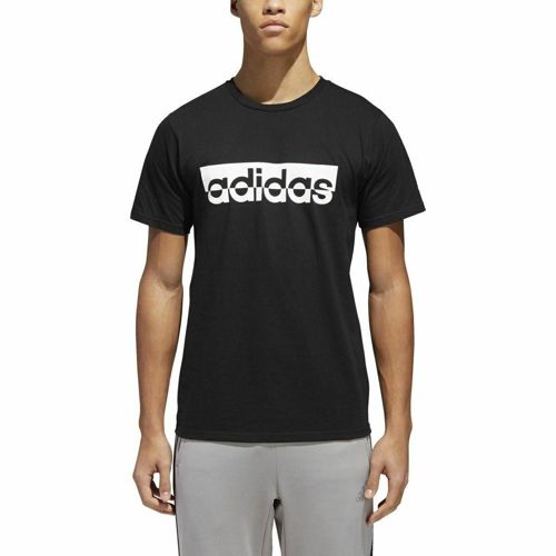 [D93944] Mens Adidas Linear Chopped Tee Shirt - Black