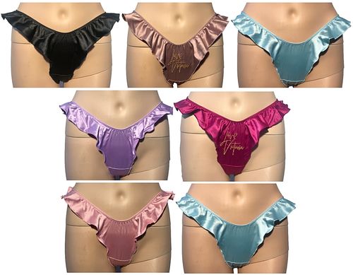 VICTORIAS SECRET FRENCH CUT RUFFLE SATIN THONG PANTY XS S M L XL NWT Free Ship