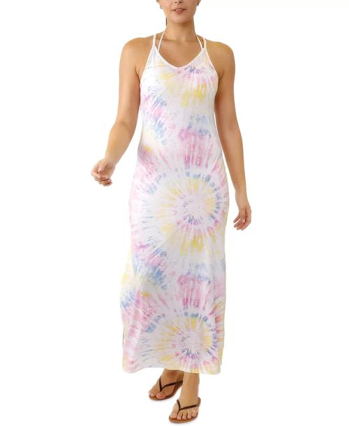 Miken Juniors’ V-Neck Maxi Cover-Up Dress, Light Pink Size L