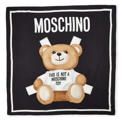 MOSCHINO SCARF TEDDY BEAR THIS IS NOT A TOY PRINT SILK SQUARE 34" $250