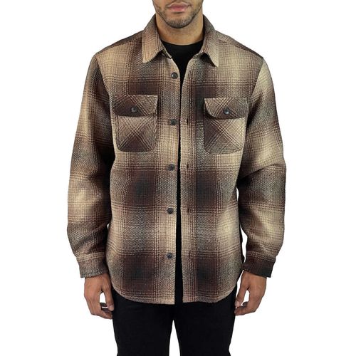 JACHS Men's Premium Shirt Wool Blend Jacket w Inside Pocket Brown