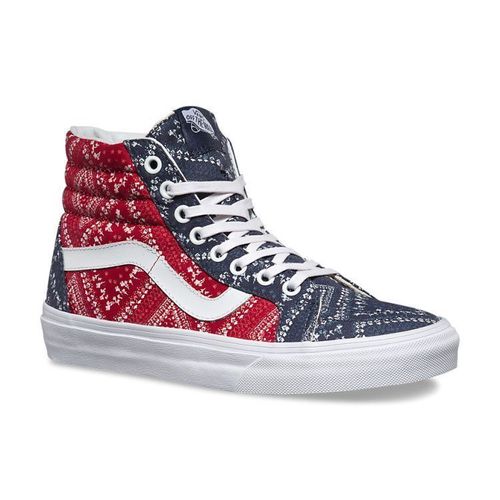 Vans SK8 Hi Reissue Ditsy Bandana Chili Pepper Red Blue Womens Size 5.5