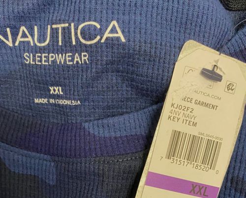 $49 Nautica Men's Blue Camo Lounge Waffle Knit Sleepwear Pajama Top Size XXL