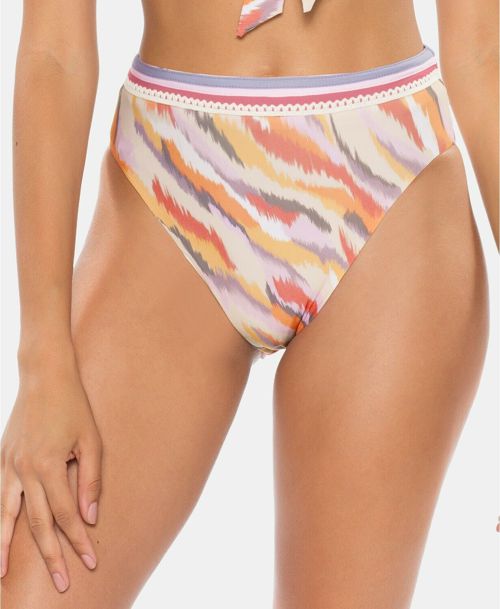  Over the Moon Printed High-Waist Bikini Bottoms, Size M $64