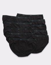 Hanes Women Bikinis 10-Pack Breathable Cotton All Black Underwear Panties 6 or 8