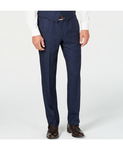 $280 Michael Kors 29W 30L Men's Blue Classic Fit Check Suit Wool Trousers Pants