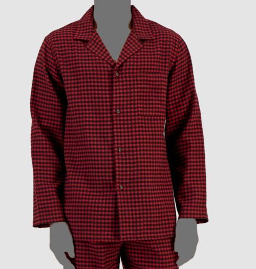 $27 Club Room Men's Red Black Cotton Heathered Check Flannel Pajama Top Size M