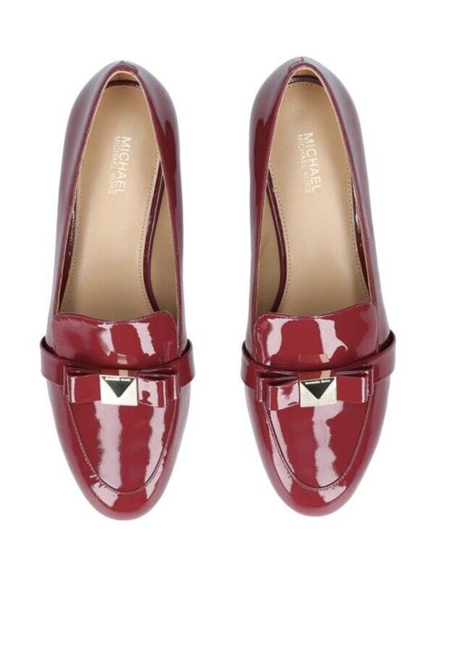 Women MK Michael Kors Caroline Loafers Patent Leather Scarlet 