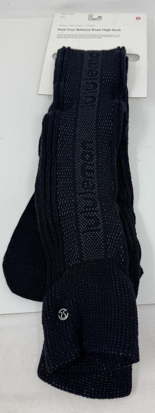 Lululemon S/M Find Your Balance Knee High Socks Black NWT
