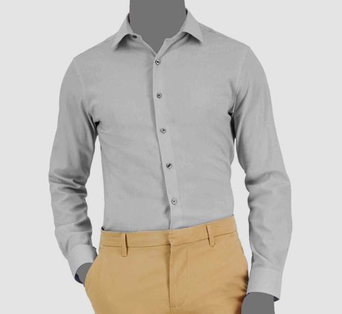 Alfani Men Slim-Fit Gray Stretch Herringbone Dress Shirt Size 14-14.5 32/33