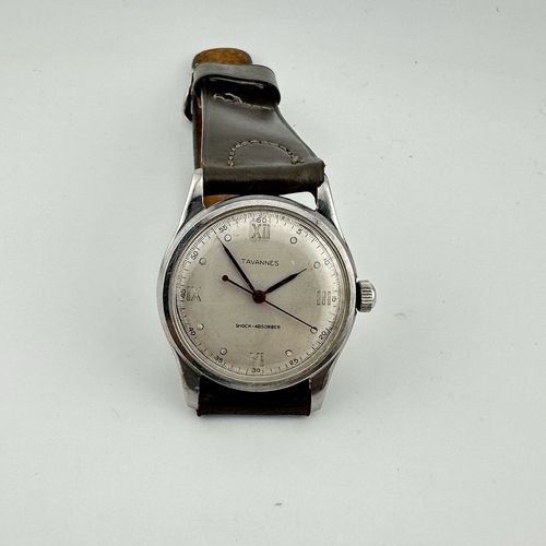 Vintage Tavannes Shock Absorber Manual Wind Military Style Men’s Watch Runs
