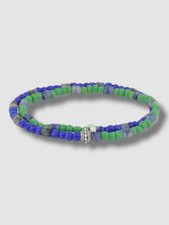 Bespoke Men's Blue Green Skinny Double Strand Stone Bracelet