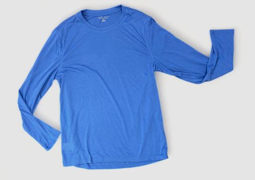 $38 Perry Ellis Men's Blue Portfolio Jersey Long-Sleeve Pajama T-Shirt Top L