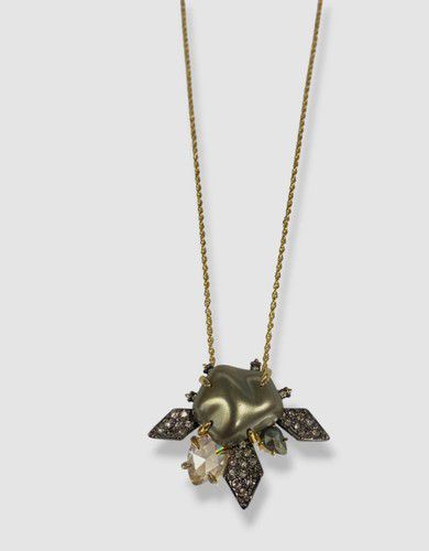 $195 Alexis Bittar Women's 14k Gold Plated Crystal Encrusted Pendant Necklace