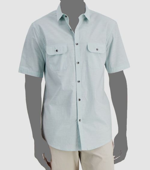 Alfani Men's Blue Warren Short Sleeve Button-Up Warren Shirt Size XL