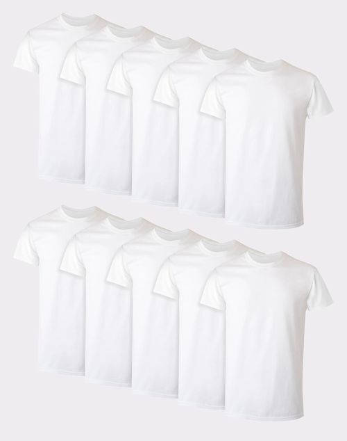 Hanes 10-Pack Men Tee T-Shirt ComfortSoft White Crewneck Undershirt Short Sleeve
