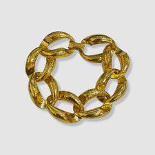 Jose & Maria Barrera Women's 24K Gold Plated Hammered Link Chain Bracelet