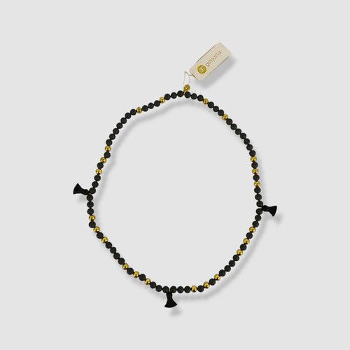 Gorjana Women's Black Gold Beaded Tassel Necklace