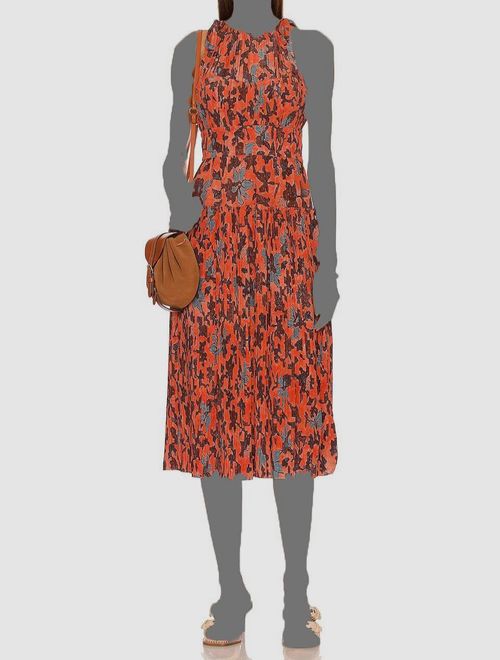 $795 Ulla Johnson Women's Red Silk Sleeveless Shoulder Tie A-Line Dress Size 0