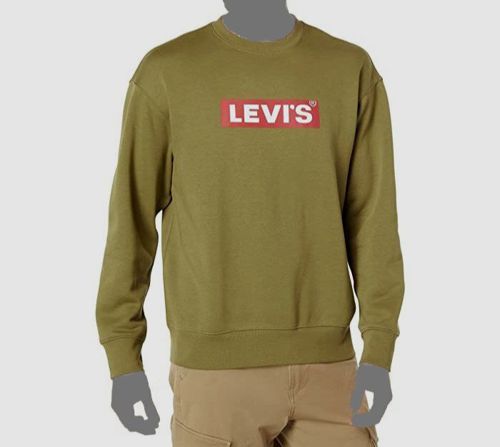 $55 Levi's Men's Green Long-Sleeve Relaxed Graphic Crewneck Sweatshirt Size S