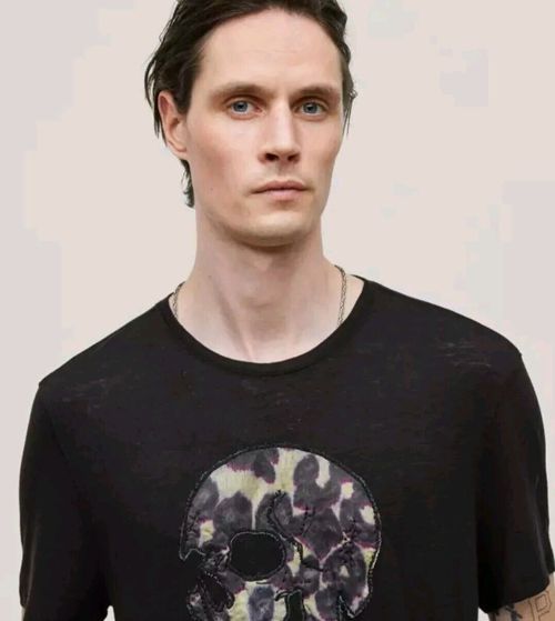 John Varvatos Black Cheetah Skull Tee Short Sleeve Men's T-shirt Size 2XL NWT