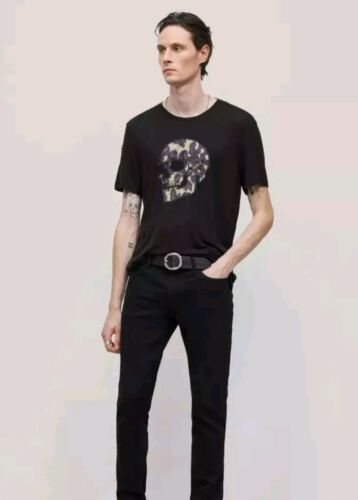 John Varvatos Black Cheetah Skull Tee Short Sleeve Men's T-shirt Size 2XL NWT