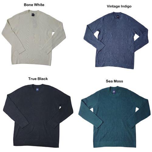 Gap Men's Textured Waffle Stitch Crew Neck Easy Care Sweater