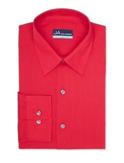 Nwt $90 John Ashford Men Regular Fit Red Long-Sleeve Button Dress Shirt 16 32/33