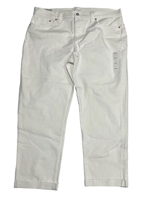 NWT GAP Girlfriend Jeans Sz 34/18 White Stretch Raw Hems #660527