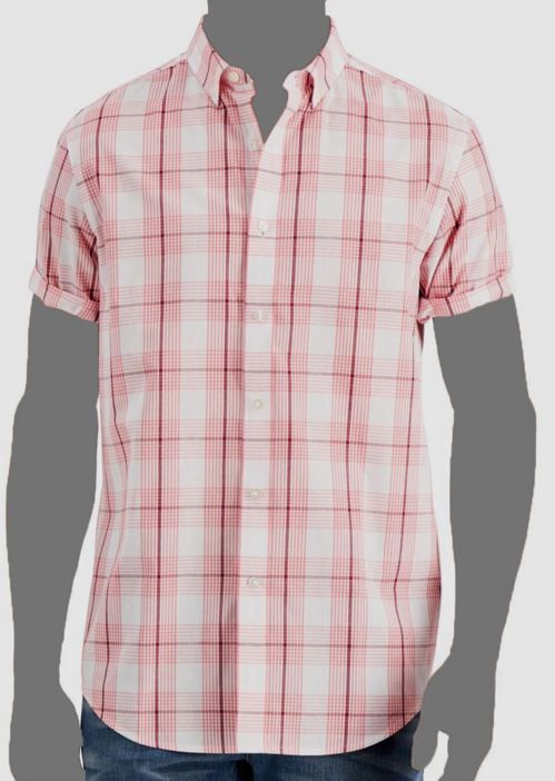 $50 Club Room Men's Red White Plaid Short-Sleeve Button-Up Shirt Size XXL