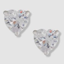 $97 Fallon Women's Silver Rhodium Plated Solitaire Heart Stud Earrings