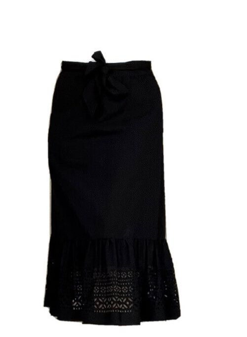 Ralph Lauren High Waist Laser Cut Out Eyelet Lace Midi Skirt Belt MSRP $135