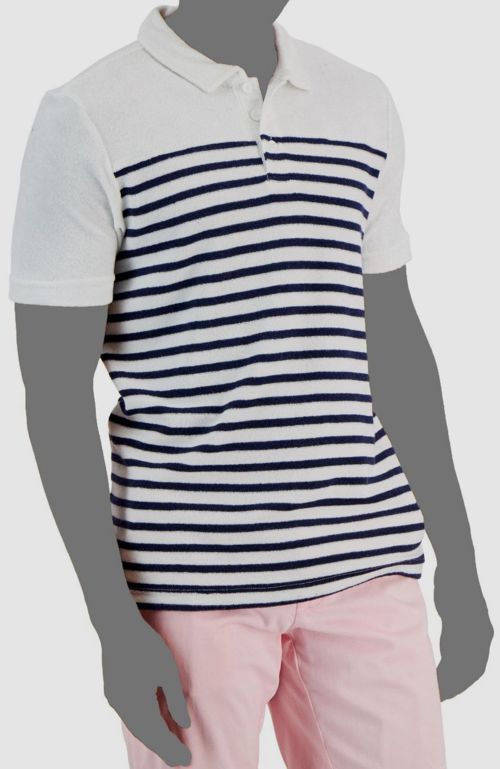 $50 Club Room Men's White Striped Slim-Fit Reverse Terry Polo Shirt Size XXL
