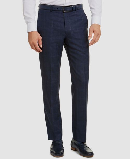 $310 Michael Kors 33W 32L Men's Classic Fit Blue Wool Suit Plaid Trousers Pants