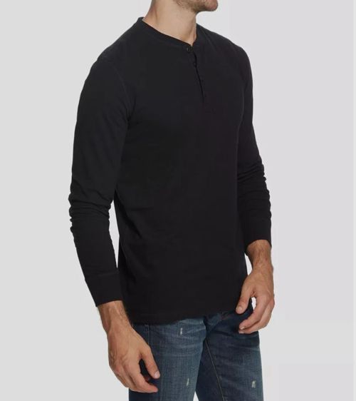 $45 Weatherproof Vintage Men's Black Long-Sleeve Henley Brushed T-Shirt Size S