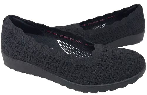 Skechers Women's Arch Fit Cleo Wedge Miss You Walking Flats Black Size:6.5 191L
