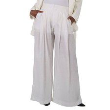 Chloe Ladies White Pleated Wide-Leg Pants, Brand Size 40 (US Size 8)