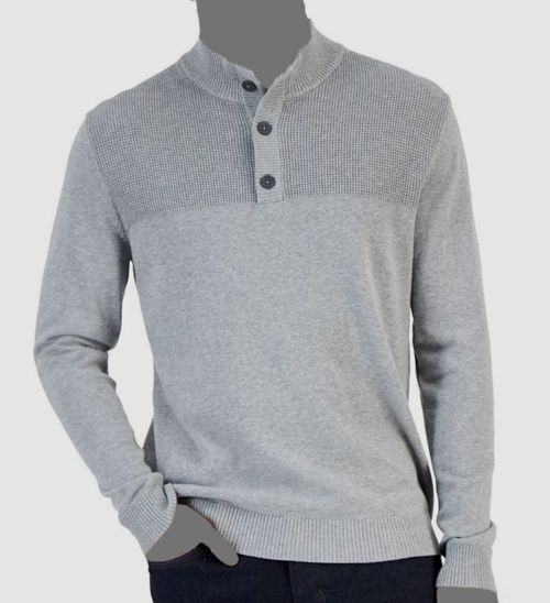 $60 Club Room Men's Gray Mock-Neck Long Sleeve Cotton Sweater Size M