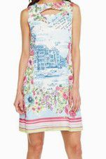 $200 Christin Michaels Womens Blue Naomi Sleeveless Open Neck Sheath Dress Sz 10